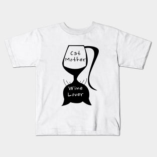 Cat Mother Wine Lover Kids T-Shirt